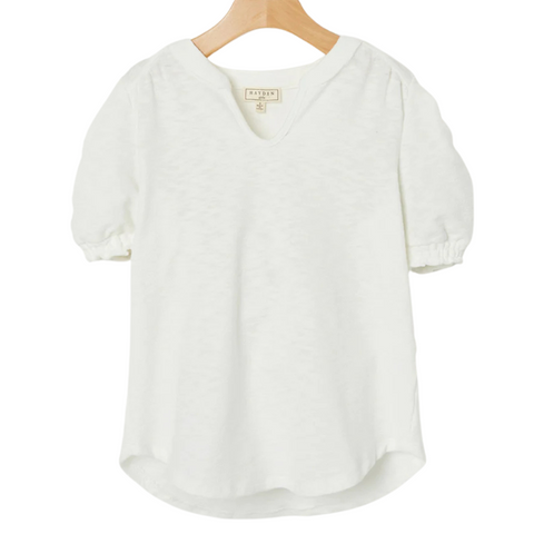 Girls V-Neck Puff Sleeve Top