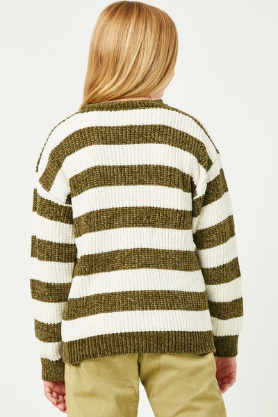 Olive and Cream Stripe Sweater