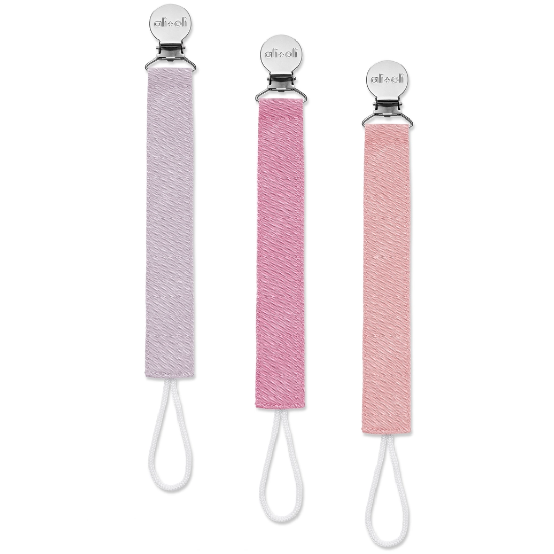Ali & Oli Linen 3 Pack Pacifier Clips