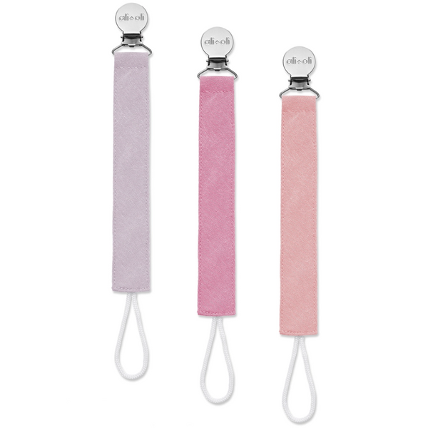 Ali & Oli Linen 3 Pack Pacifier Clips