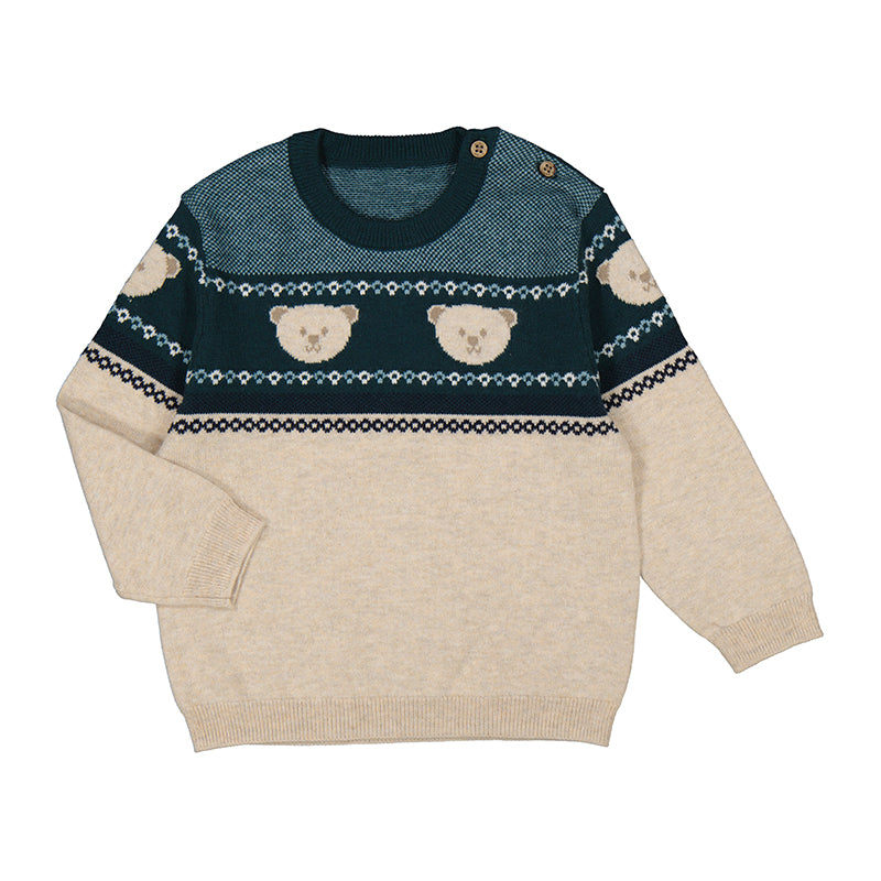 cream and blue bear sweater