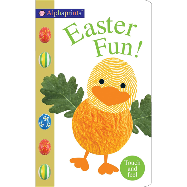 Touch and feel Board book with a fuzzy chick and the words Easter Fun