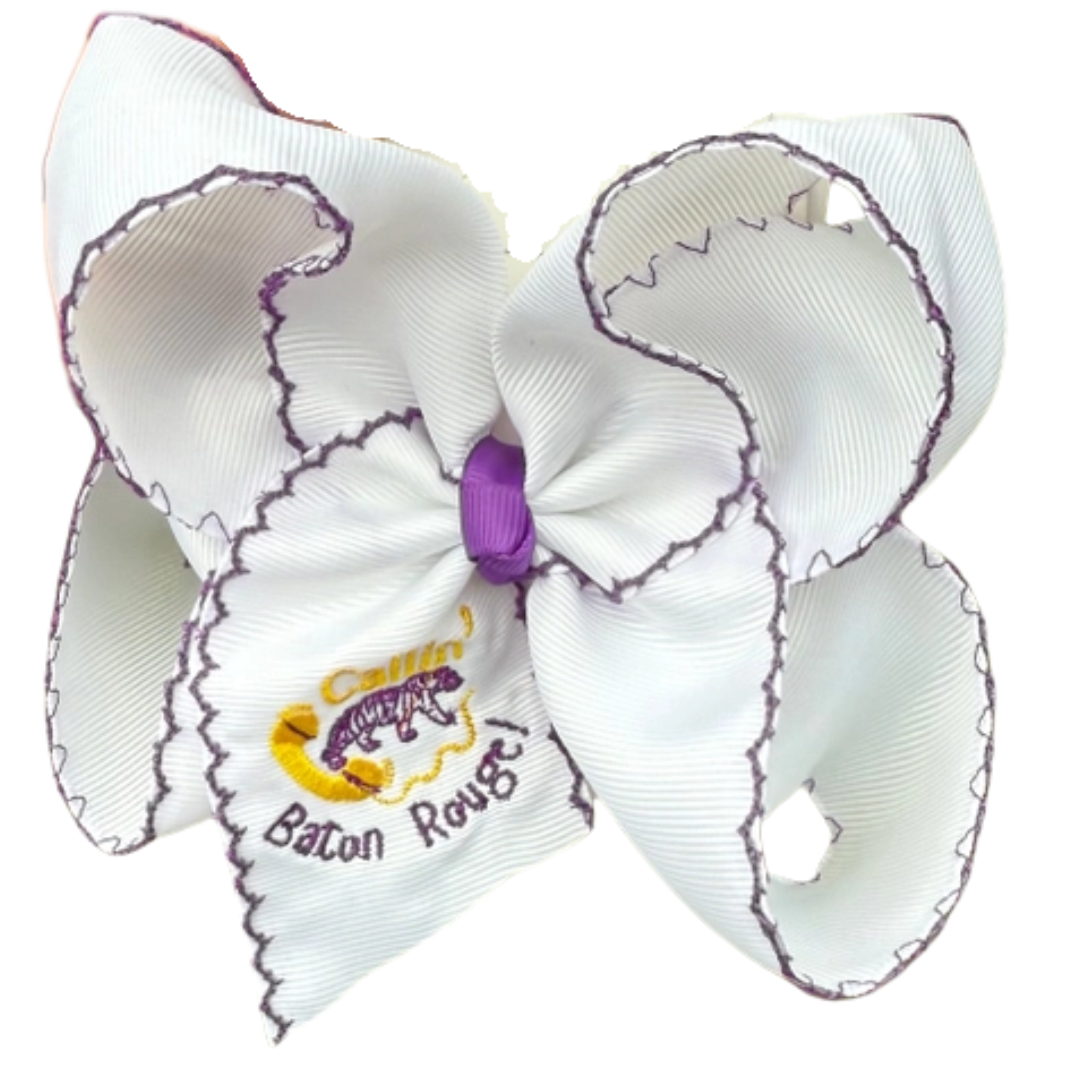 Calling Baton Rouge Embroidered Hair Bow
