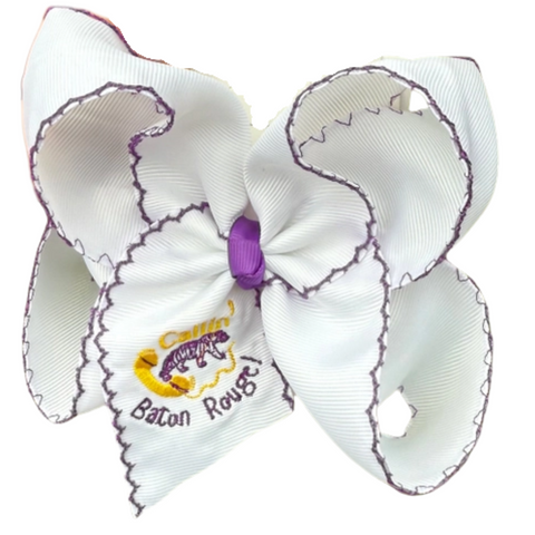 Calling Baton Rouge Embroidered Hair Bow