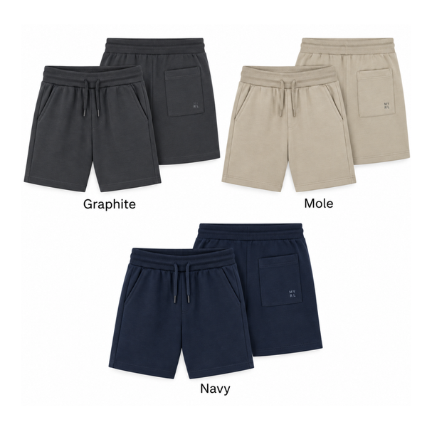 Three of the sweat shorts 