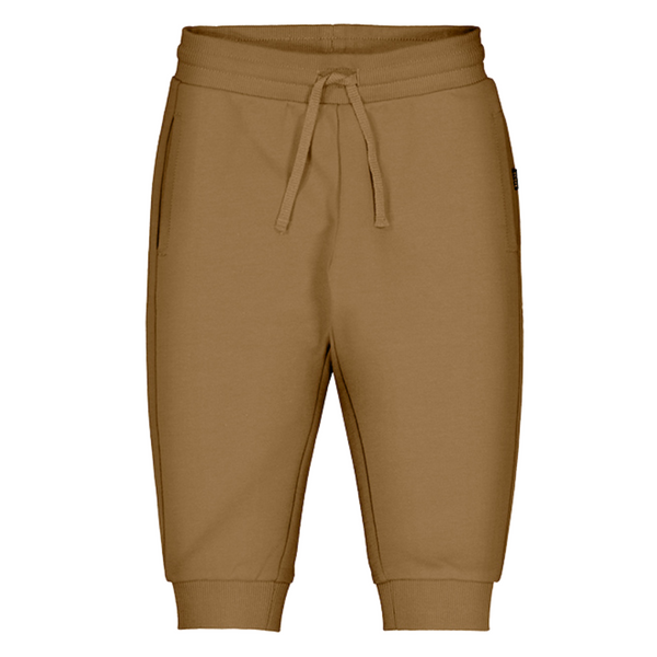 brown joggers with elastic waist band 