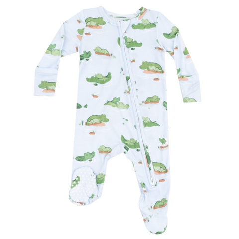 Alligator Blue 2 Way Zipper Footie