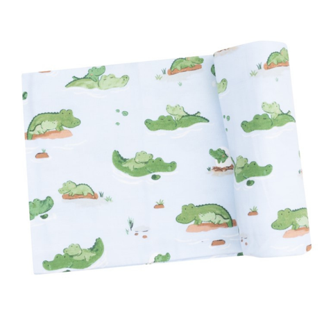 Alligator Blue Swaddle Blanket