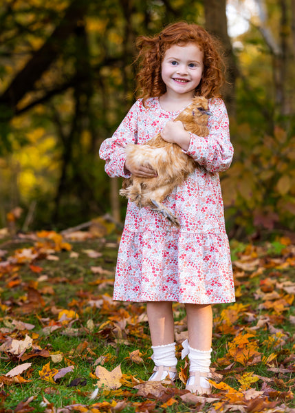 live photo of fall floral long sleeve dress