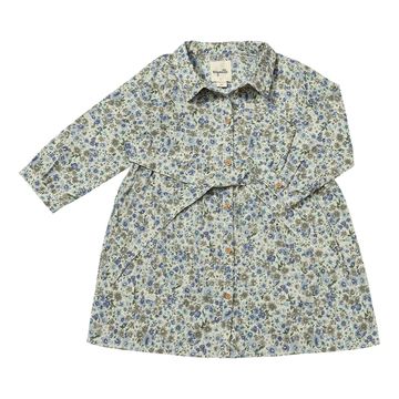 Blue Meadow Button-Front Floral Dress – Long Sleeve