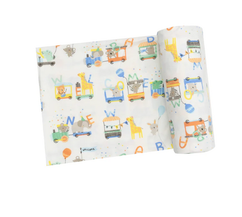 Animal Train Swaddle Blanket