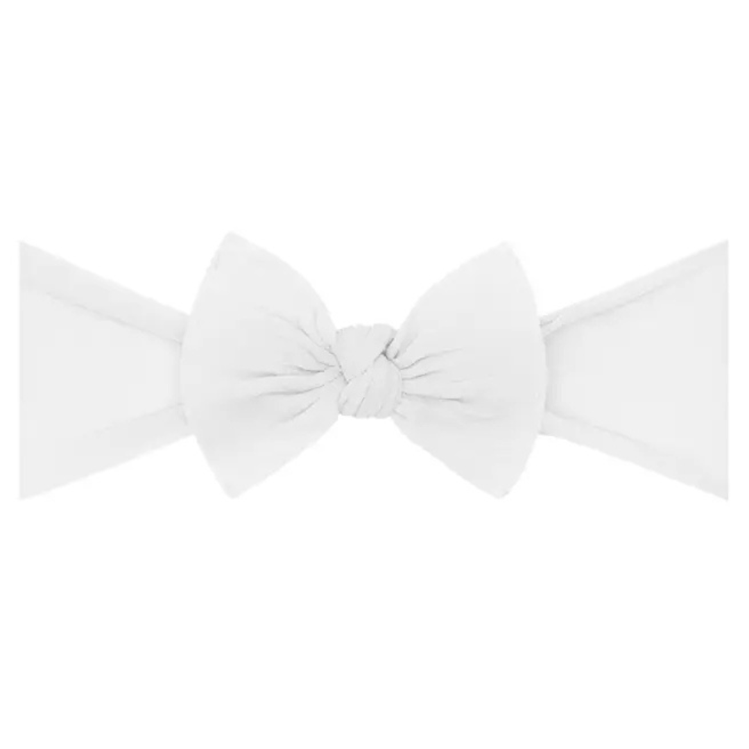 White itty bitty bow with small soft knot 