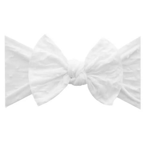 Baby Bling Shabby Dot Knot Headband With textured bow in soft stretchy nylon
