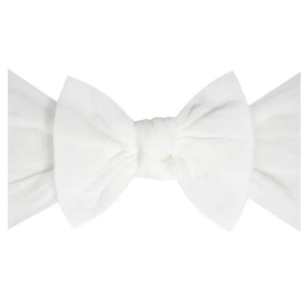 White Baby Bling nylon knot headband with oversized bow