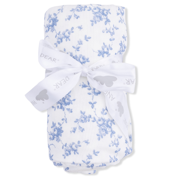 Baby Blue Vines Floral Bamboo Swaddle Blanket