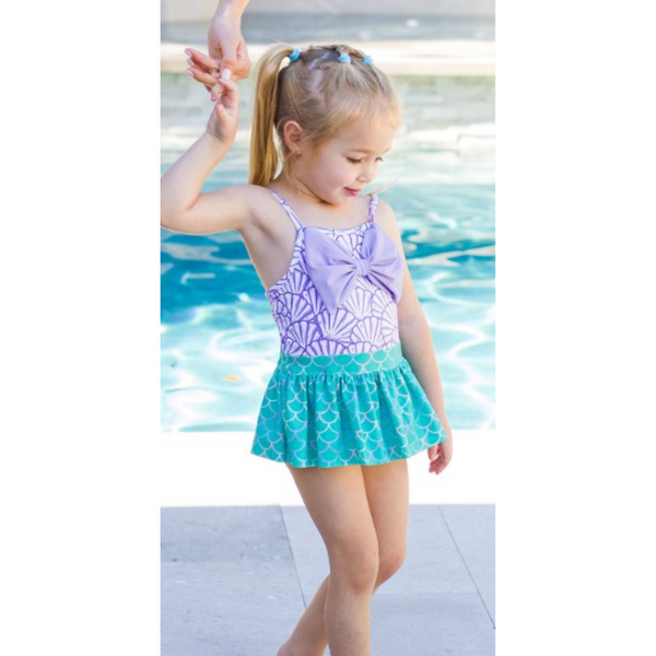 Magical Mermaid Big Bow Skirted One Piece