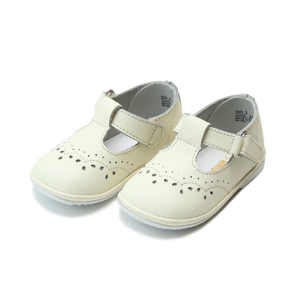 Ecru birdie leather t strap mary jane shoe