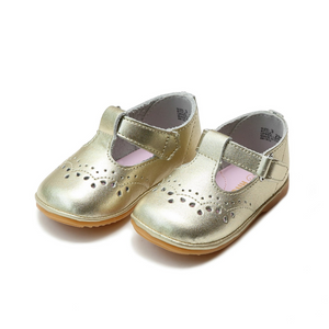 Gold birdie leather t strap mary jane shoe