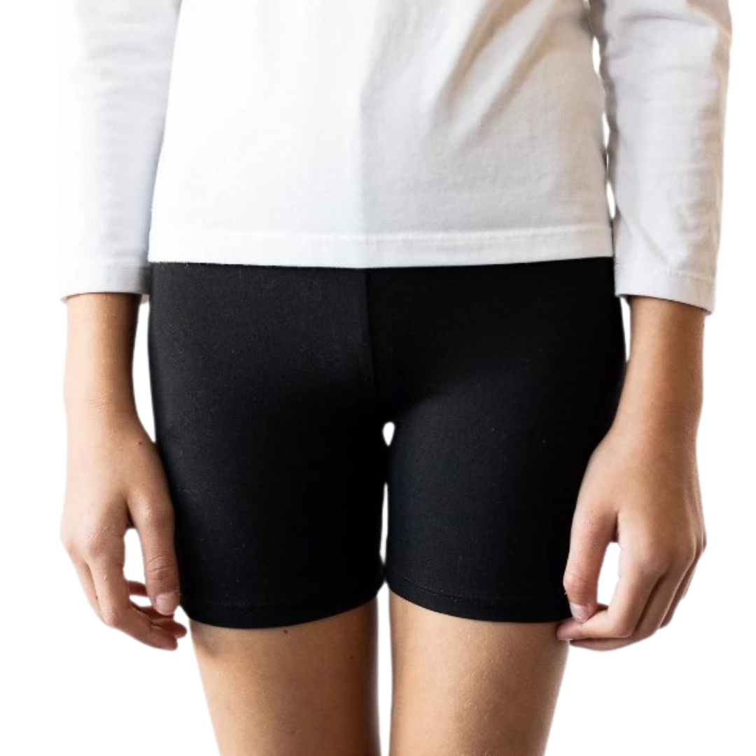 Black biker style shorts made for wearing under dresses