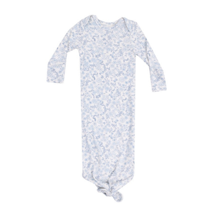 blue floral knotted gown.