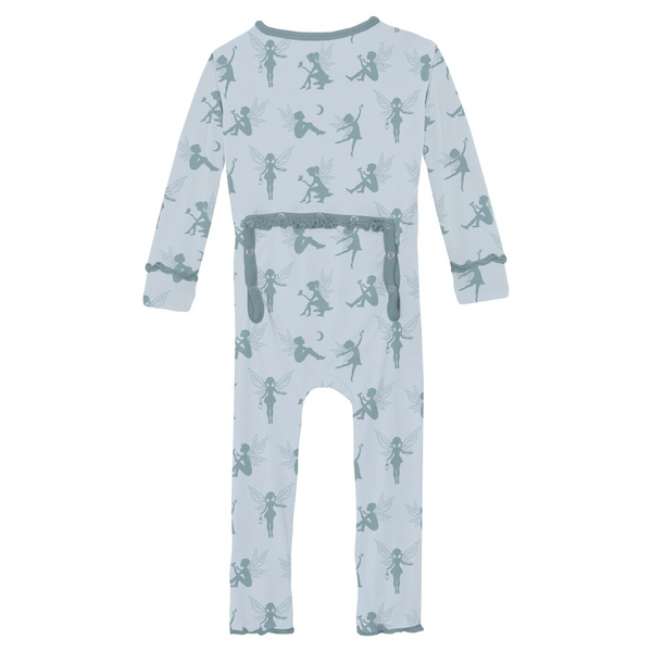 Illusion Blue Forest Fairies Muffin Ruffle Coverall With 2 Way Zipper