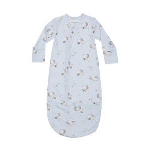 blue bundle gown with elephants