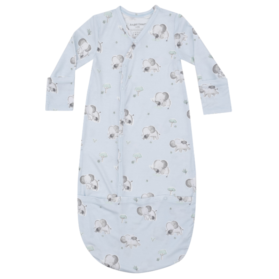 blue bundle gown with elephants