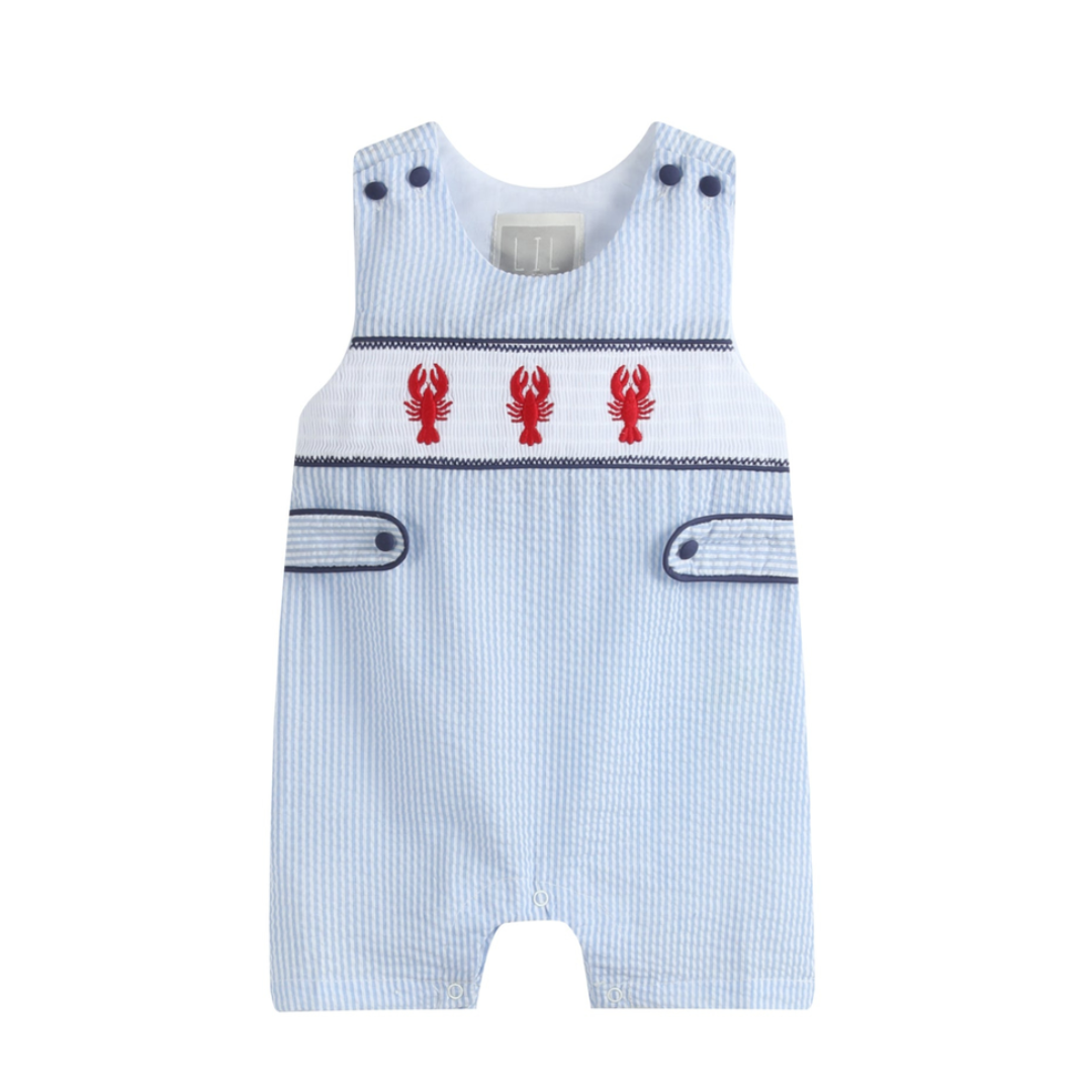Blue Stripe Crawfish Smocked Shortall