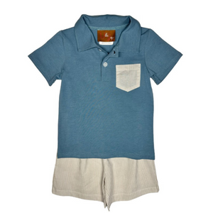 Blue and Khaki Myles Short Set