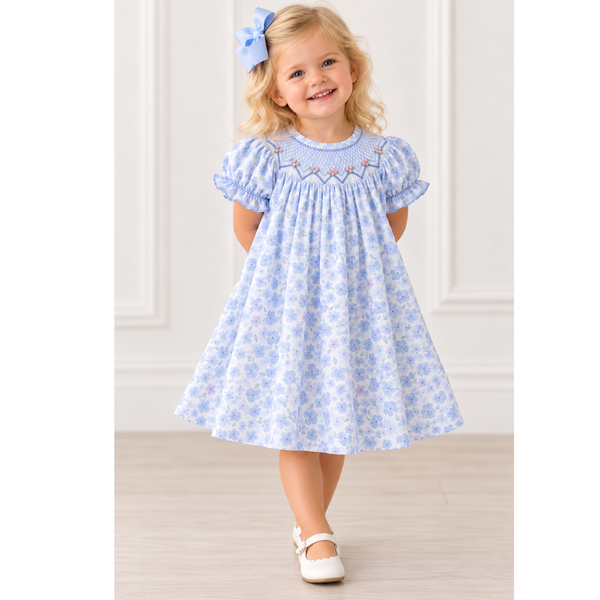 Blue Fall Flowers Lucy Dress