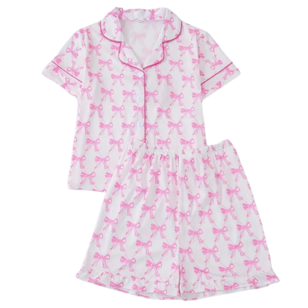 pj set with pink bows all over. 