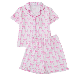 pj set with pink bows all over. 