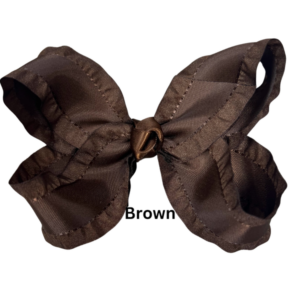 Solid Ruffle Ribbon Bow (More Colors Available)