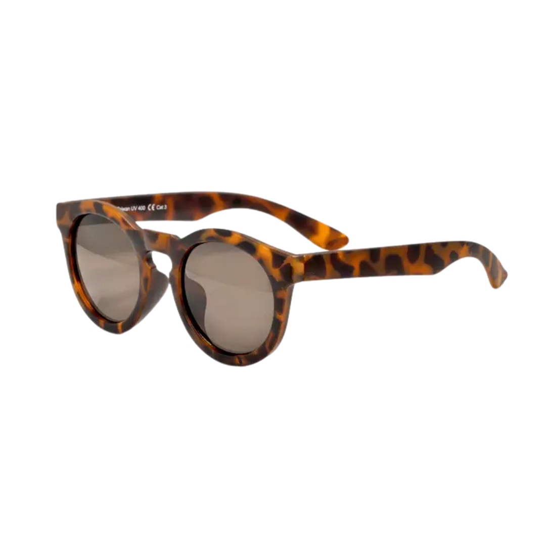 Tortoise-shell patterned Chill sunglasses for kids with round frames and polycarbonate lenses.