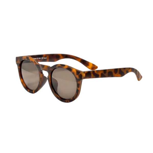 Tortoise-shell patterned Chill sunglasses for kids with round frames and polycarbonate lenses.