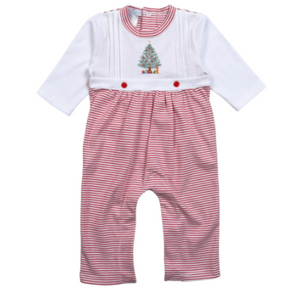 Christmas Tree Hand Embroidered Pima Romper