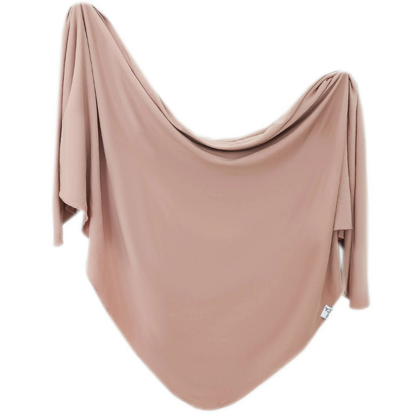 Copper pearl knit swaddle blanket in pecan tan color