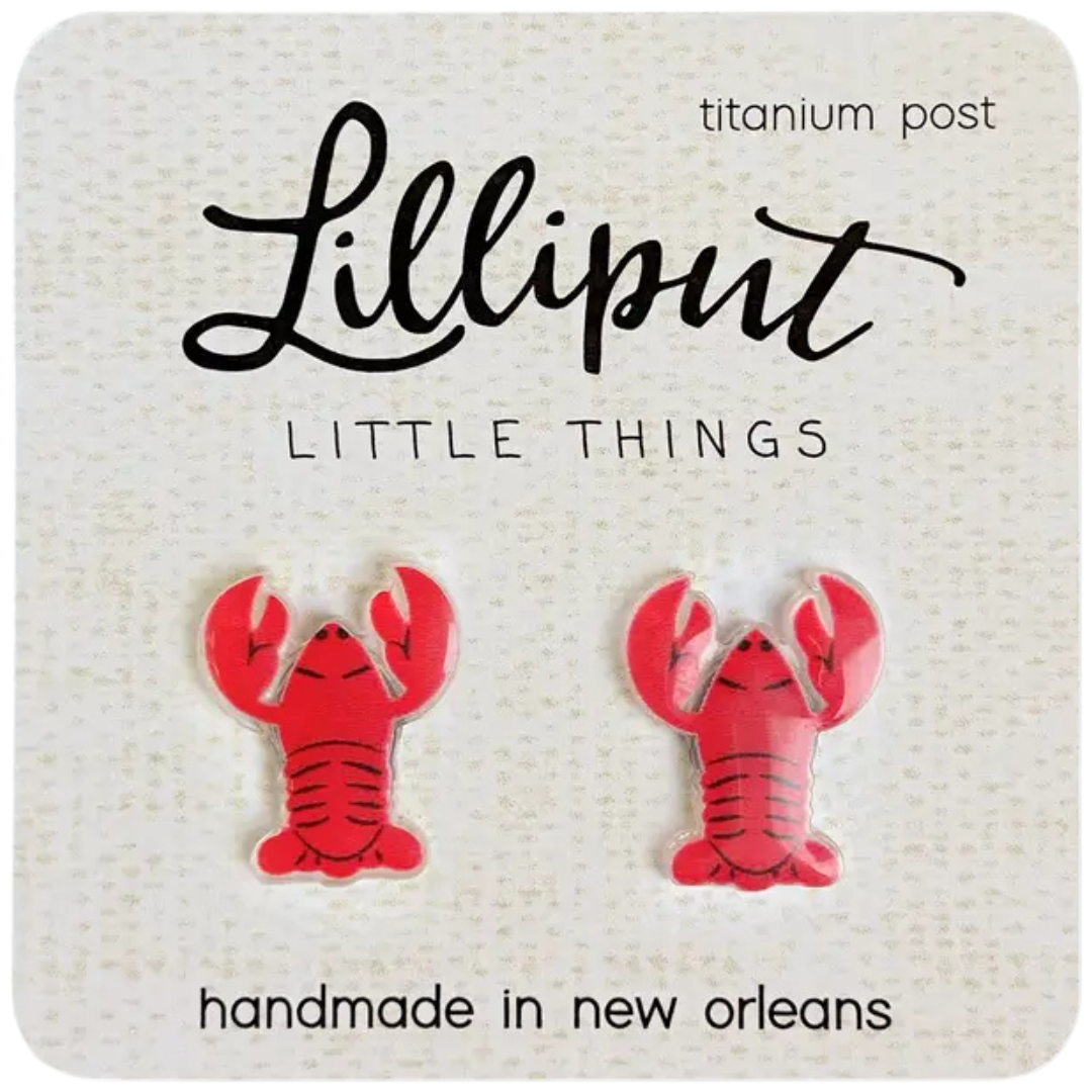 red crawfish stud earrings
