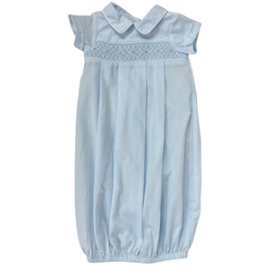 David Smocked Boy Daygown-Light Blue