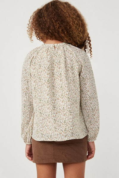 Ivory Ditsy Floral Long Sleeve Smocked Top