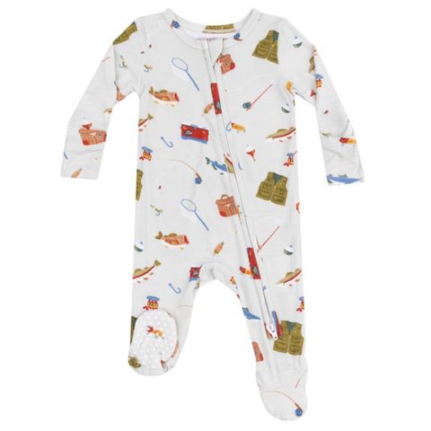 Fishing Things Green 2 Way Zipper Footie