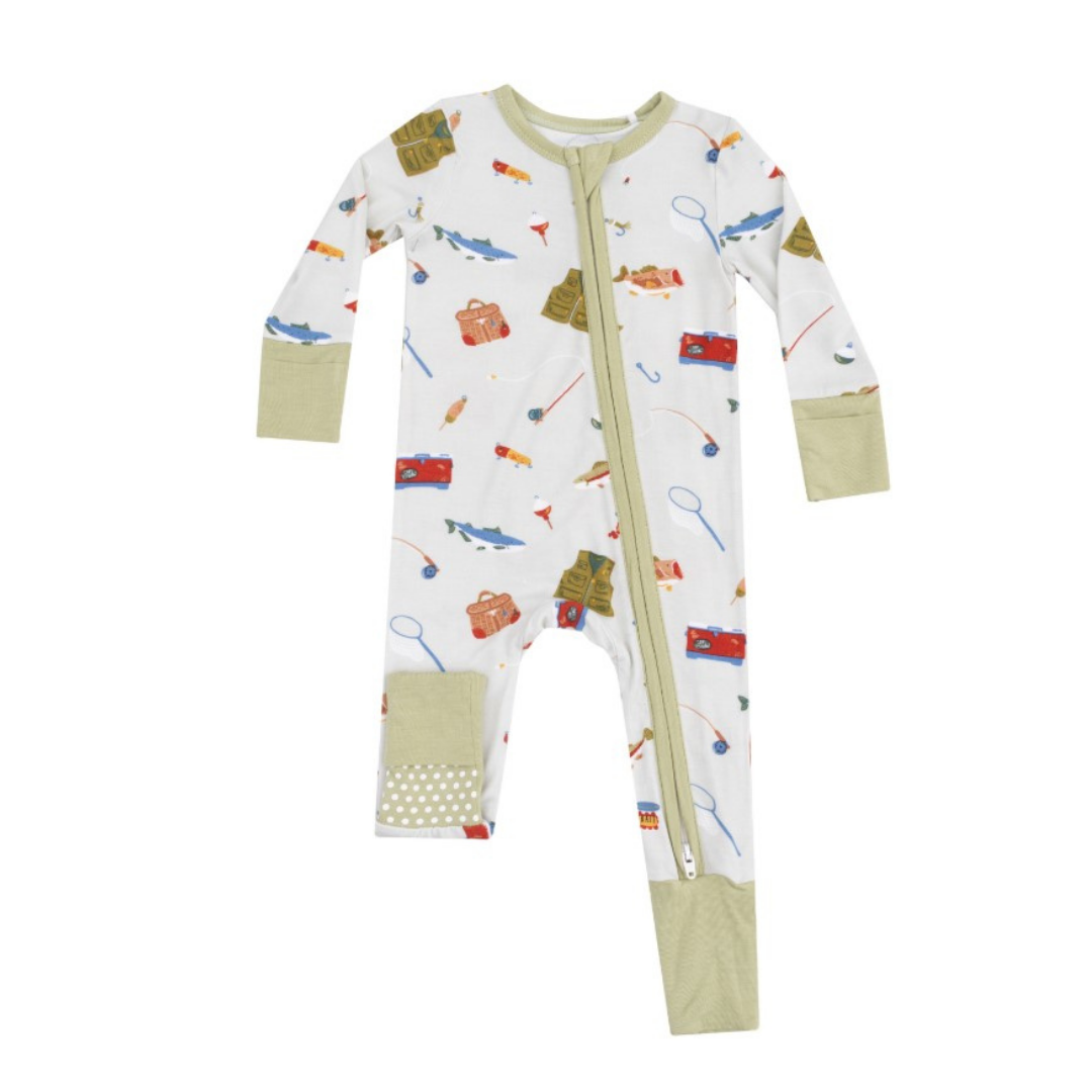 Fishing Things Green 2 Way Zipper Romper