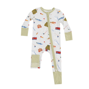 Fishing Things Green 2 Way Zipper Romper