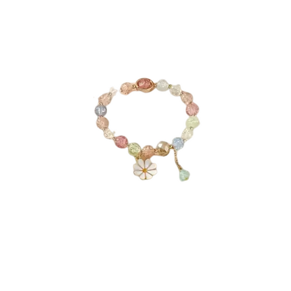 Flower Pendant Glass Bead Bracelet
