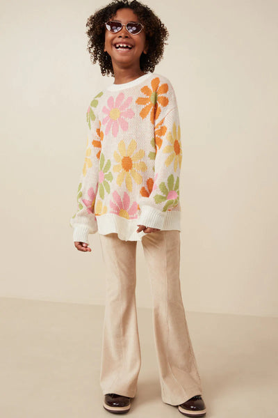 Retro Daisy Knit Pullover Sweater