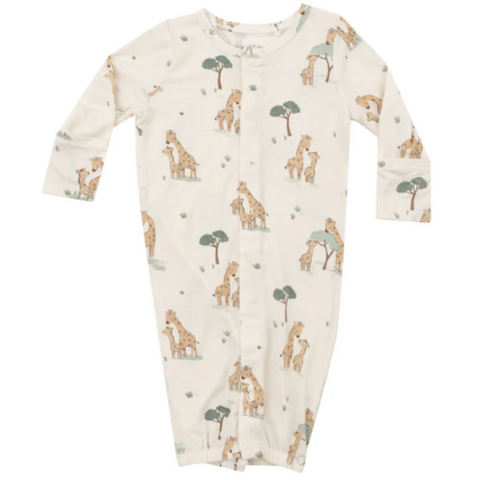 Cream footie with giraffe print