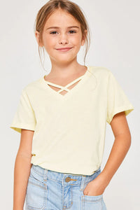 Girls V-Neck Criss-Cross Tee (2 Colors)