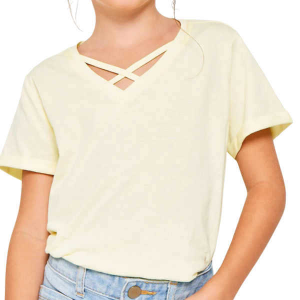 Girls V-Neck Criss-Cross Tee (2 Colors)