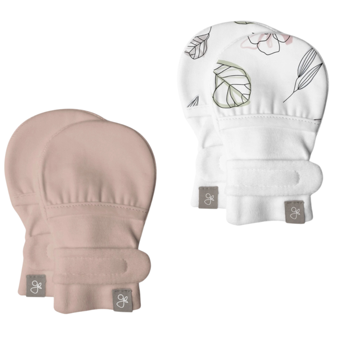 Goumi Mitts 2-Pack 0-3m - Abstract Floral and Rose