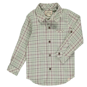 Green Plaid long sleeve button down shirt